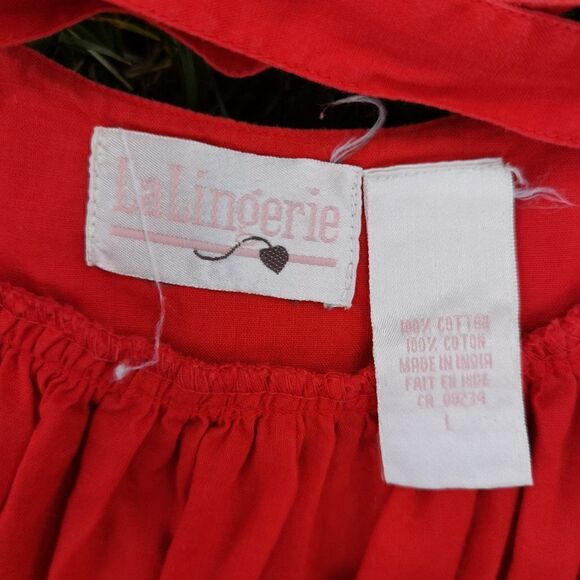 Beach theme Red 100% Cotton 80s Caftan sundress maxi criss cross back - Picture 4 of 5